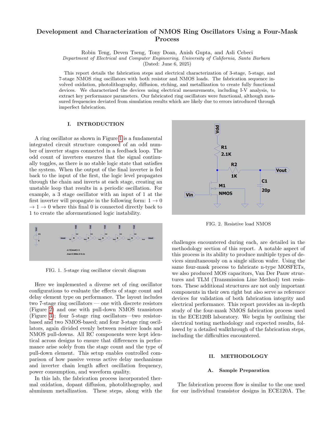 First page of the ECE 120B final lab report