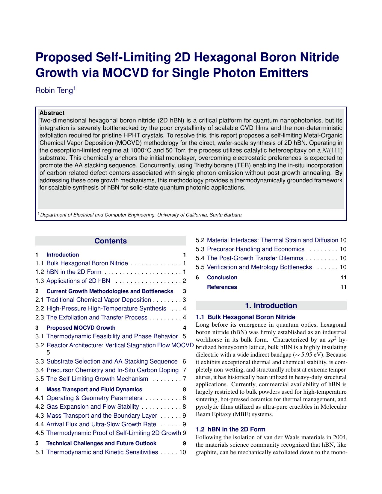 First page of the MOCVD hBN growth proposal